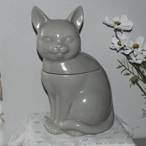 Threshold Stoneware Gray Cat Cookie Jar Cottage Farmhouse Kitchen Decor
